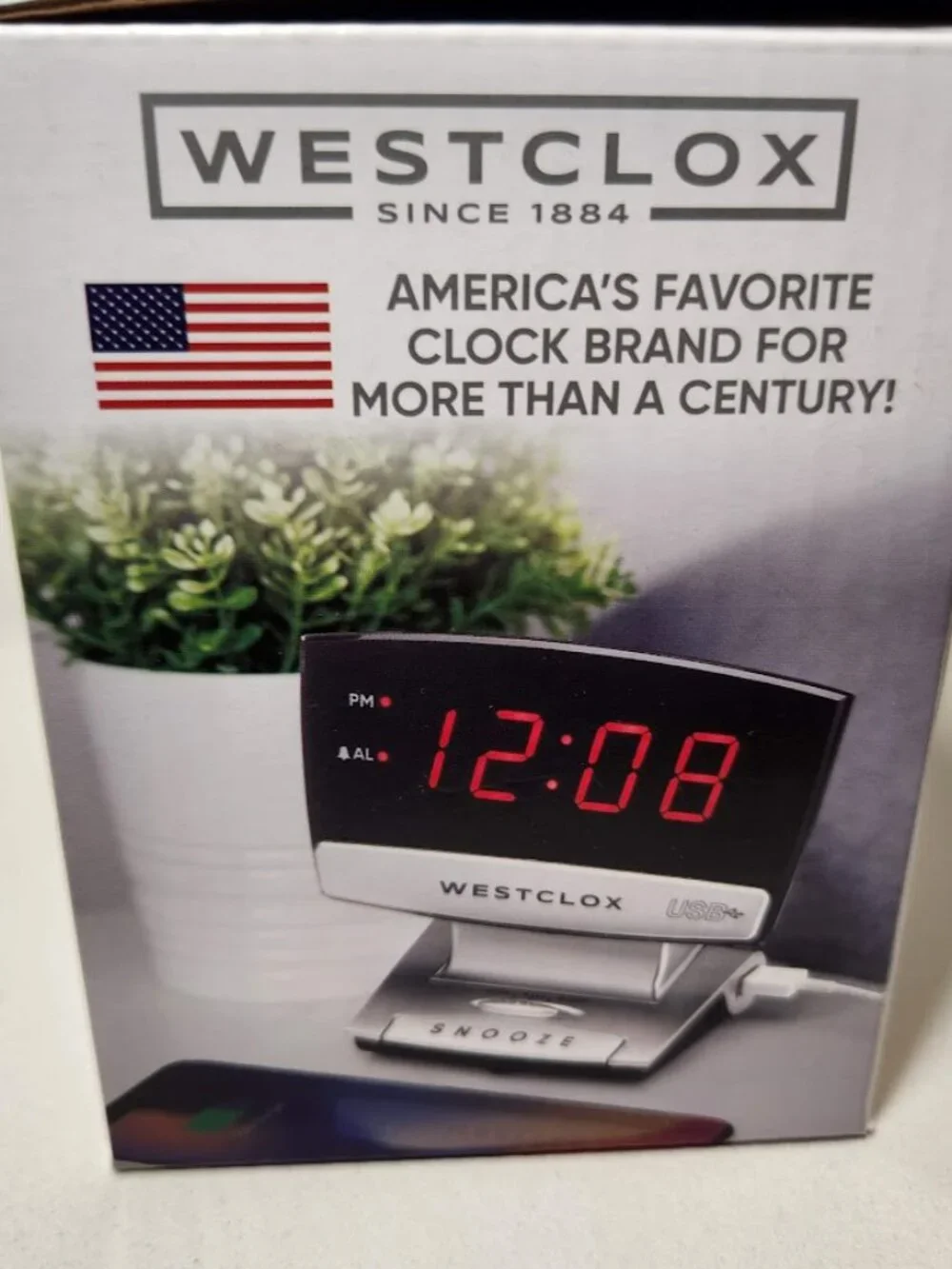 Digital Desk Table Alarm Clock with USB Charging Port Black Silver LED Large 0.9